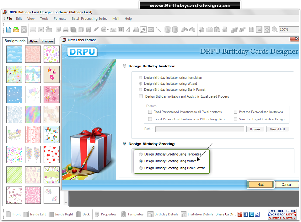 Design Birthday Greeting using Wizard Design Birthday Greeting using Wizard