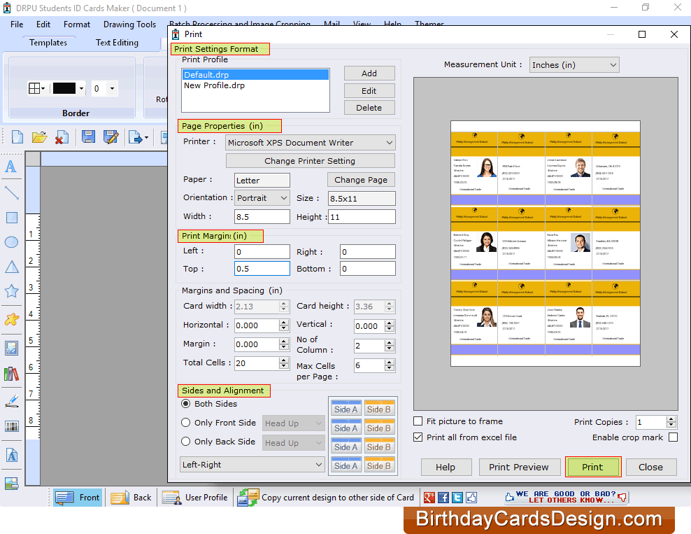 Print Settings Print Settings