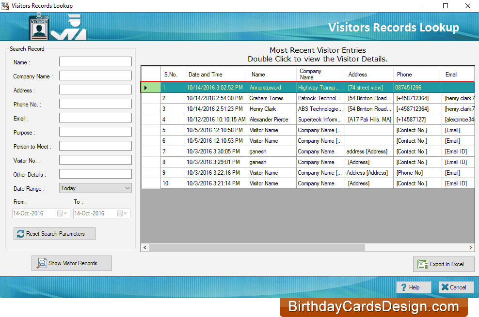 Visitors Records Lookup Visitors Records Lookup