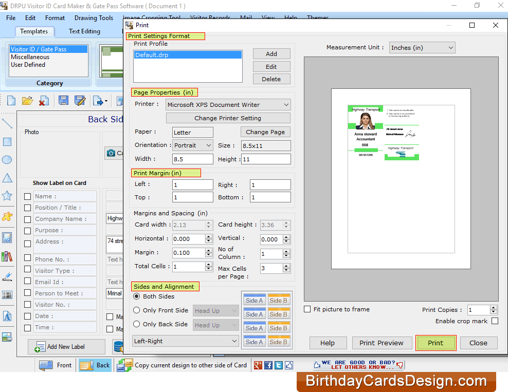 Print Settings Print Settings