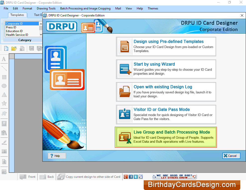 ID Cards Maker (Corporate Edition) creates different types of ID cards